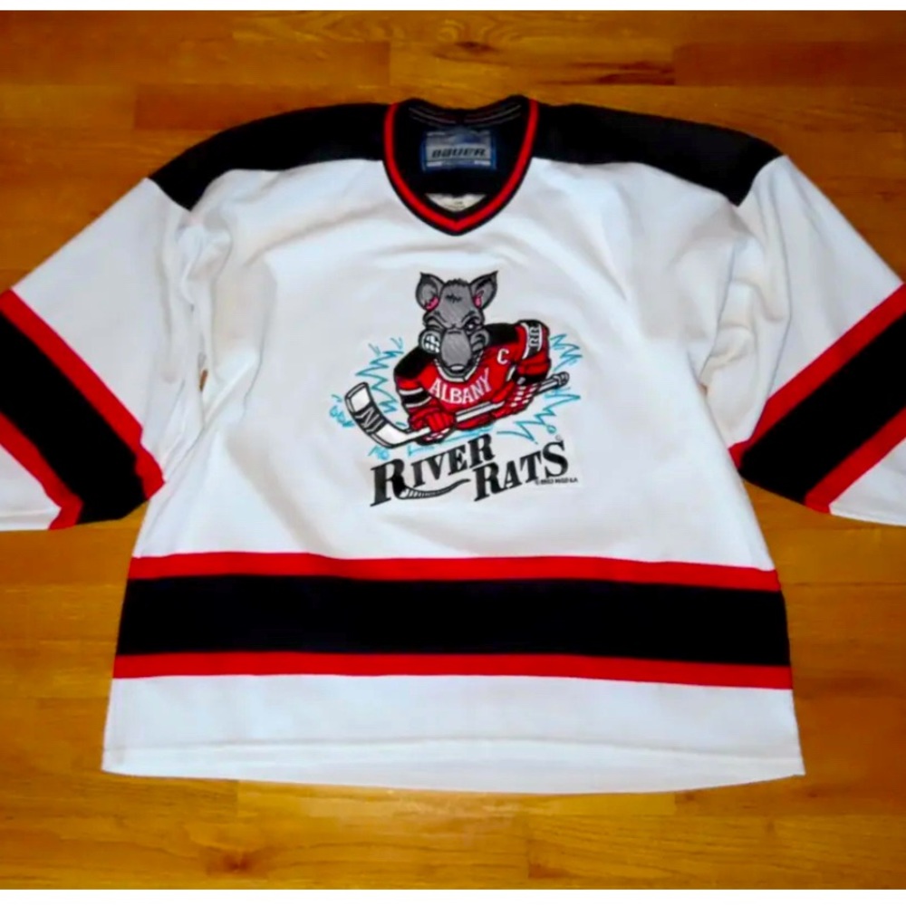 Vintage Authentic Bauer Hockey Jersey. Albany River Rats
